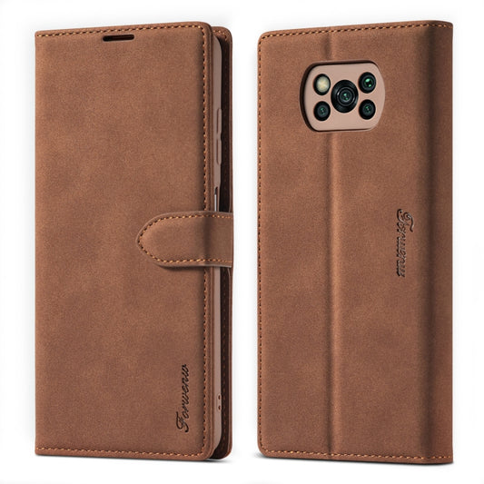 For Xiaomi Poco X3 / X3 NFC / X3 Pro Forwenw F1 Series Matte Strong Magnetism Horizontal Flip Leather Case with Holder & Card Slots & Wallet & Photo Frame(Brown) - Xiaomi Cases by Forwenw | Online Shopping UK | buy2fix