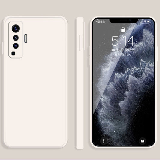 For vivo X50 Solid Color Imitation Liquid Silicone Straight Edge Dropproof Full Coverage Protective Case(White) - vivo Cases by buy2fix | Online Shopping UK | buy2fix