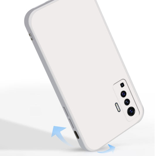 For vivo X50 Solid Color Imitation Liquid Silicone Straight Edge Dropproof Full Coverage Protective Case(White) - vivo Cases by buy2fix | Online Shopping UK | buy2fix