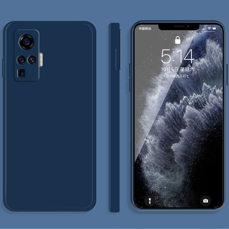 For vivo X50 Pro Solid Color Imitation Liquid Silicone Straight Edge Dropproof Full Coverage Protective Case(Blue) - vivo Cases by buy2fix | Online Shopping UK | buy2fix