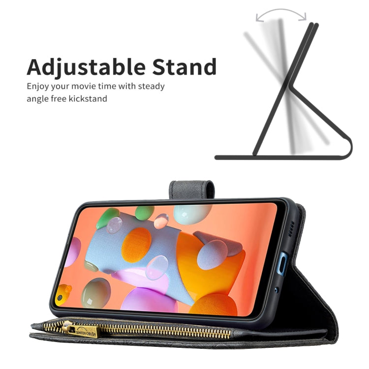 For Samsung Galaxy A11 Flying Butterfly Embossing Pattern Zipper Horizontal Flip Leather Case with Holder & Card Slots & Wallet(Black) by buy2fix
