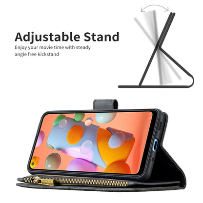 For Samsung Galaxy A11 Flying Butterfly Embossing Pattern Zipper Horizontal Flip Leather Case with Holder & Card Slots & Wallet(Black) by buy2fix