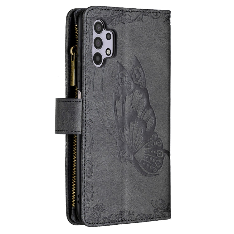 For Samsung Galaxy A32 5G Flying Butterfly Embossing Pattern Zipper Horizontal Flip Leather Case with Holder & Card Slots & Wallet(Black) by buy2fix