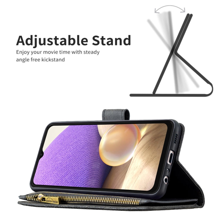For Samsung Galaxy A32 5G Flying Butterfly Embossing Pattern Zipper Horizontal Flip Leather Case with Holder & Card Slots & Wallet(Black) by buy2fix