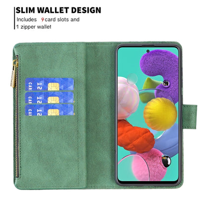 For Samsung Galaxy A51 4G Flying Butterfly Embossing Pattern Zipper Horizontal Flip Leather Case with Holder & Card Slots & Wallet(Green) by buy2fix