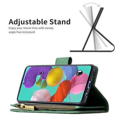 For Samsung Galaxy A51 4G Flying Butterfly Embossing Pattern Zipper Horizontal Flip Leather Case with Holder & Card Slots & Wallet(Green) by buy2fix