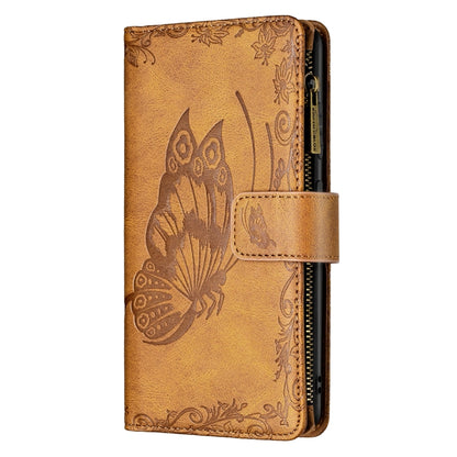 For Samsung Galaxy A52 4G / 5G Flying Butterfly Embossing Pattern Zipper Horizontal Flip Leather Case with Holder & Card Slots & Wallet(Brown) by buy2fix