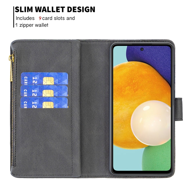 For Samsung Galaxy A52 4G / 5G Flying Butterfly Embossing Pattern Zipper Horizontal Flip Leather Case with Holder & Card Slots & Wallet(Black) by buy2fix