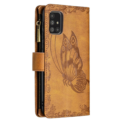 For Samsung Galaxy A71 4G Flying Butterfly Embossing Pattern Zipper Horizontal Flip Leather Case with Holder & Card Slots & Wallet(Brown) by buy2fix