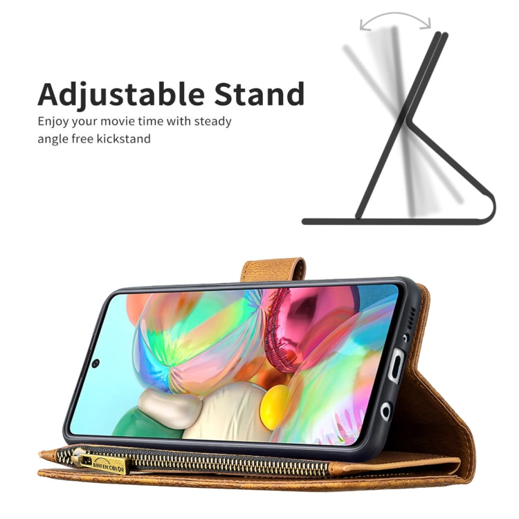 For Samsung Galaxy A71 4G Flying Butterfly Embossing Pattern Zipper Horizontal Flip Leather Case with Holder & Card Slots & Wallet(Brown) by buy2fix