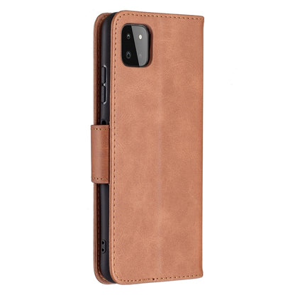 For Samsung Galaxy A22 5G Retro Lambskin Texture Pure Color Horizontal Flip PU Leather Case with Holder & Card Slots & Wallet & Lanyard(Brown) by buy2fix