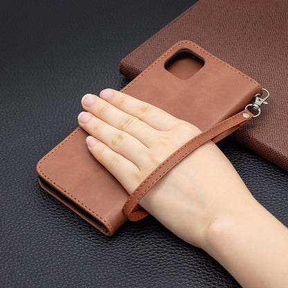 For Samsung Galaxy A22 5G Retro Lambskin Texture Pure Color Horizontal Flip PU Leather Case with Holder & Card Slots & Wallet & Lanyard(Brown) by buy2fix