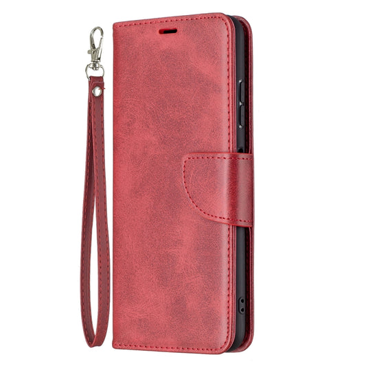 For Samsung Galaxy A22 5G Retro Lambskin Texture Pure Color Horizontal Flip PU Leather Case with Holder & Card Slots & Wallet & Lanyard(Red) by buy2fix
