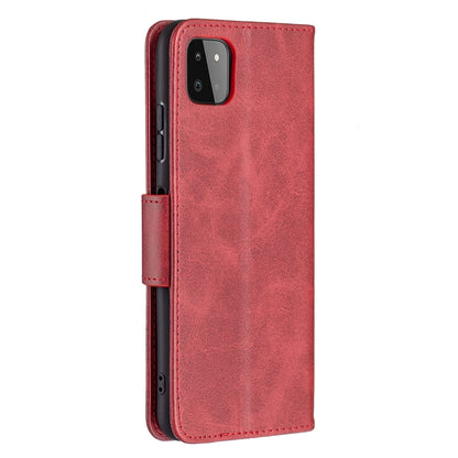 For Samsung Galaxy A22 5G Retro Lambskin Texture Pure Color Horizontal Flip PU Leather Case with Holder & Card Slots & Wallet & Lanyard(Red) by buy2fix