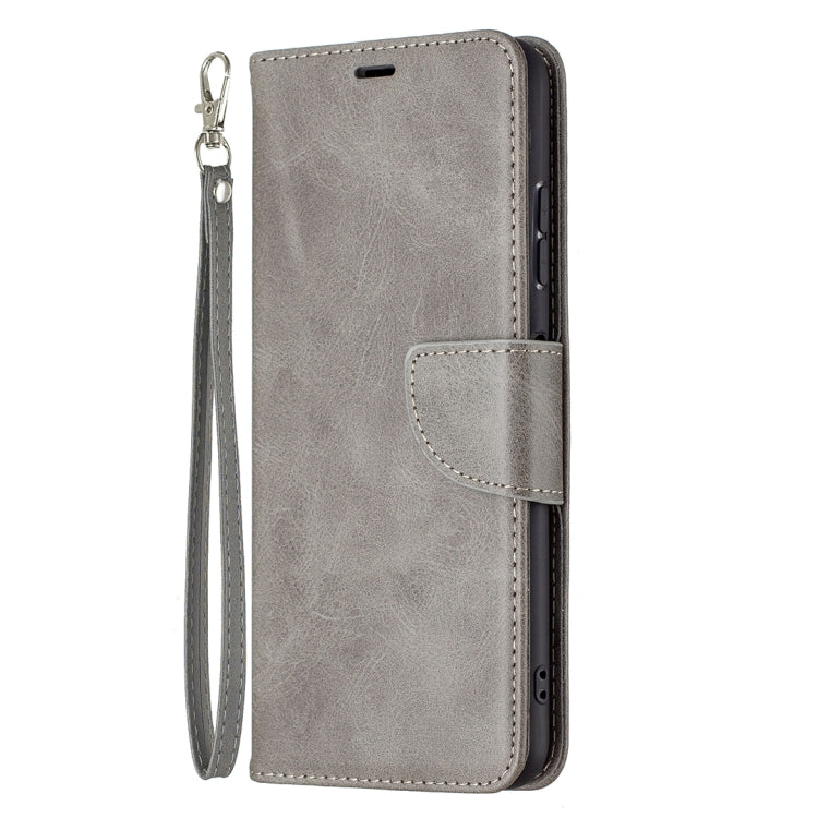 For Samsung Galaxy A22 5G Retro Lambskin Texture Pure Color Horizontal Flip PU Leather Case with Holder & Card Slots & Wallet & Lanyard(Gray) by buy2fix