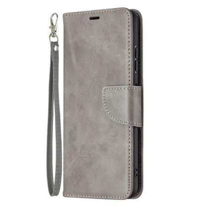 For Samsung Galaxy A22 5G Retro Lambskin Texture Pure Color Horizontal Flip PU Leather Case with Holder & Card Slots & Wallet & Lanyard(Gray) by buy2fix