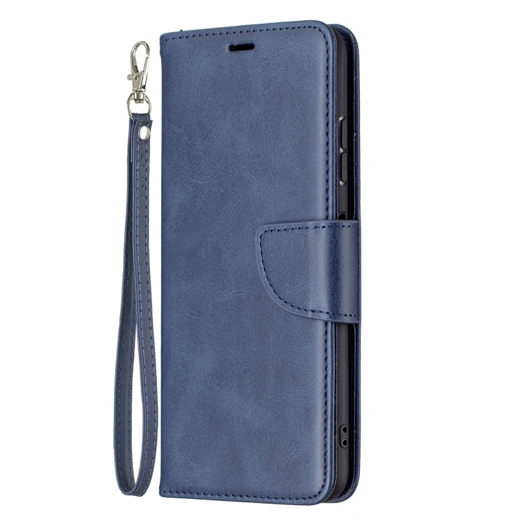 For Samsung Galaxy A22 5G Retro Lambskin Texture Pure Color Horizontal Flip PU Leather Case with Holder & Card Slots & Wallet & Lanyard(Blue) by buy2fix