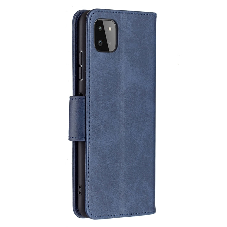 For Samsung Galaxy A22 5G Retro Lambskin Texture Pure Color Horizontal Flip PU Leather Case with Holder & Card Slots & Wallet & Lanyard(Blue) by buy2fix