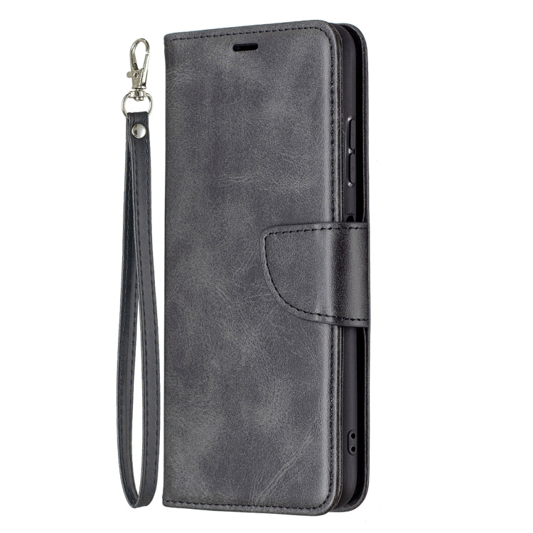 For Samsung Galaxy A22 5G Retro Lambskin Texture Pure Color Horizontal Flip PU Leather Case with Holder & Card Slots & Wallet & Lanyard(Black) by buy2fix