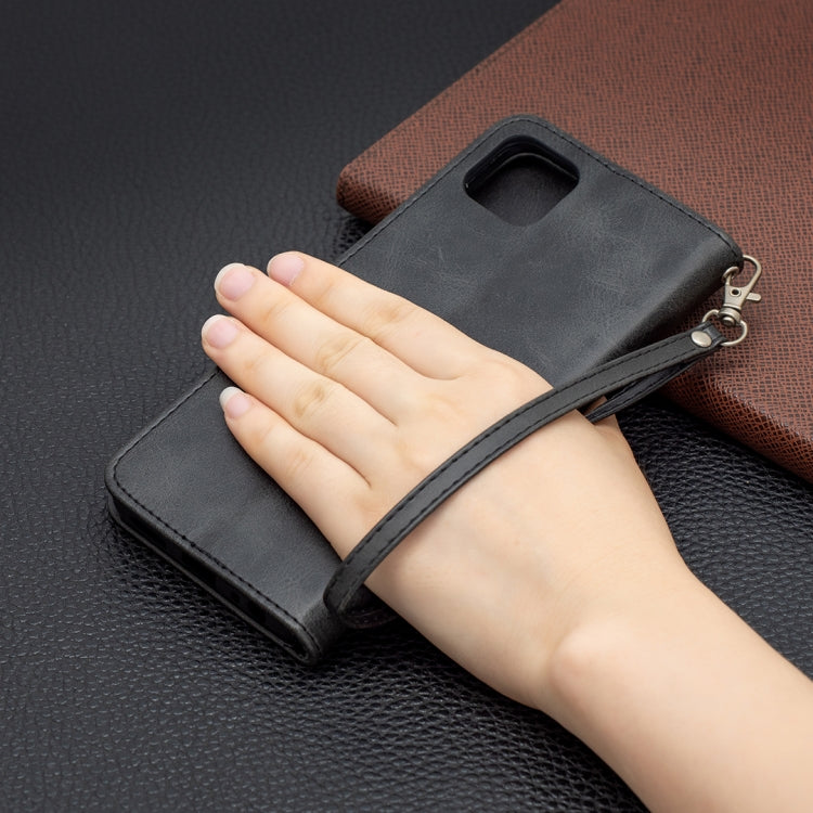 For Samsung Galaxy A22 5G Retro Lambskin Texture Pure Color Horizontal Flip PU Leather Case with Holder & Card Slots & Wallet & Lanyard(Black) by buy2fix