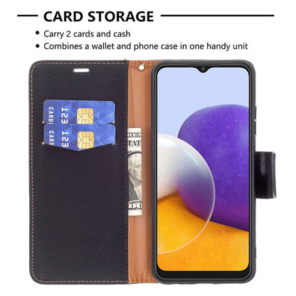 For Samsung Galaxy A22 5G Litchi Texture Pure Color Horizontal Flip Leather Case with Holder & Card Slots & Wallet & Lanyard(Black) by buy2fix
