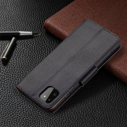 For Samsung Galaxy A22 5G Litchi Texture Pure Color Horizontal Flip Leather Case with Holder & Card Slots & Wallet & Lanyard(Black) by buy2fix
