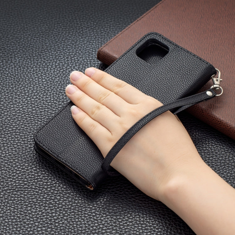 For Samsung Galaxy A22 5G Litchi Texture Pure Color Horizontal Flip Leather Case with Holder & Card Slots & Wallet & Lanyard(Black) by buy2fix