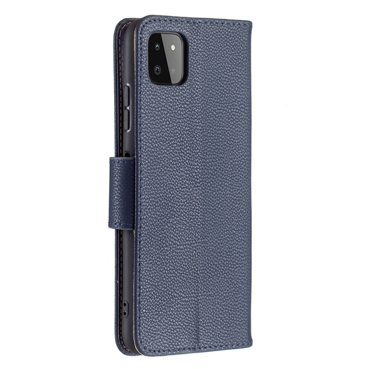 For Samsung Galaxy A22 5G Litchi Texture Pure Color Horizontal Flip Leather Case with Holder & Card Slots & Wallet & Lanyard(Dark Blue) by buy2fix