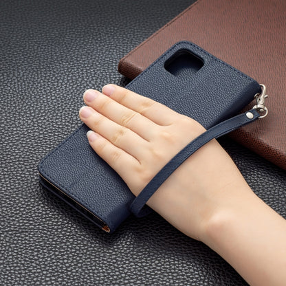 For Samsung Galaxy A22 5G Litchi Texture Pure Color Horizontal Flip Leather Case with Holder & Card Slots & Wallet & Lanyard(Dark Blue) by buy2fix