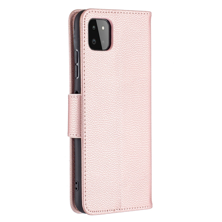 For Samsung Galaxy A22 5G Litchi Texture Pure Color Horizontal Flip Leather Case with Holder & Card Slots & Wallet & Lanyard(Rose Gold) by buy2fix