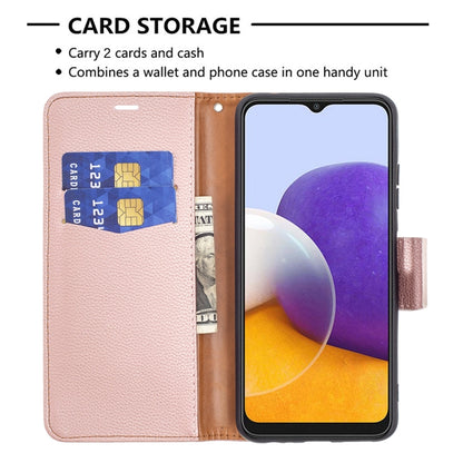 For Samsung Galaxy A22 5G Litchi Texture Pure Color Horizontal Flip Leather Case with Holder & Card Slots & Wallet & Lanyard(Rose Gold) by buy2fix