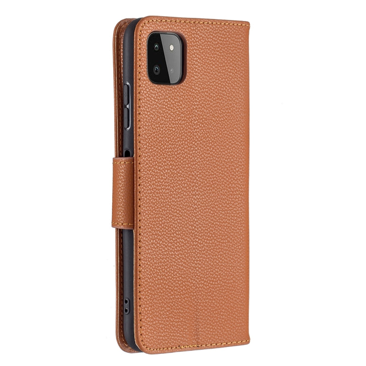 For Samsung Galaxy A22 5G Litchi Texture Pure Color Horizontal Flip Leather Case with Holder & Card Slots & Wallet & Lanyard(Brown) by buy2fix