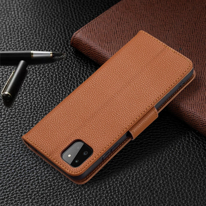For Samsung Galaxy A22 5G Litchi Texture Pure Color Horizontal Flip Leather Case with Holder & Card Slots & Wallet & Lanyard(Brown) by buy2fix