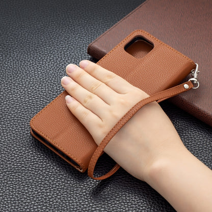 For Samsung Galaxy A22 5G Litchi Texture Pure Color Horizontal Flip Leather Case with Holder & Card Slots & Wallet & Lanyard(Brown) by buy2fix