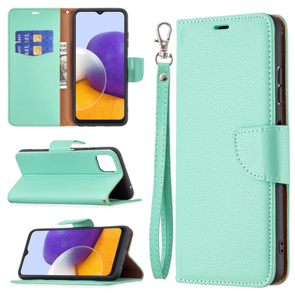 For Samsung Galaxy A22 5G Litchi Texture Pure Color Horizontal Flip Leather Case with Holder & Card Slots & Wallet & Lanyard(Green) by buy2fix