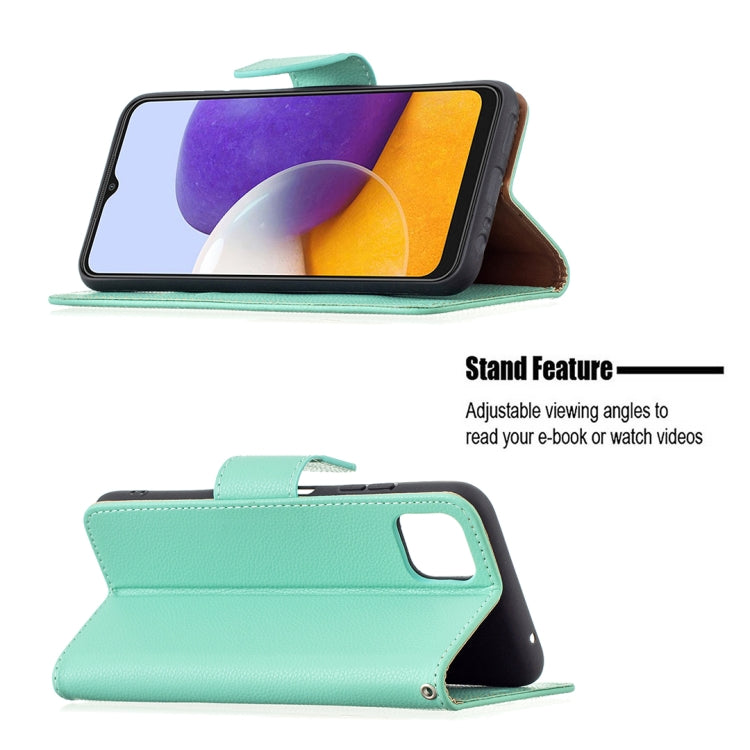 For Samsung Galaxy A22 5G Litchi Texture Pure Color Horizontal Flip Leather Case with Holder & Card Slots & Wallet & Lanyard(Green) by buy2fix