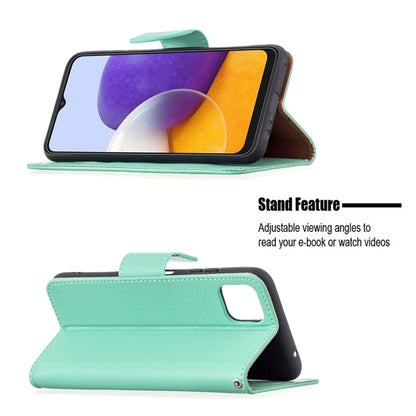 For Samsung Galaxy A22 5G Litchi Texture Pure Color Horizontal Flip Leather Case with Holder & Card Slots & Wallet & Lanyard(Green) by buy2fix