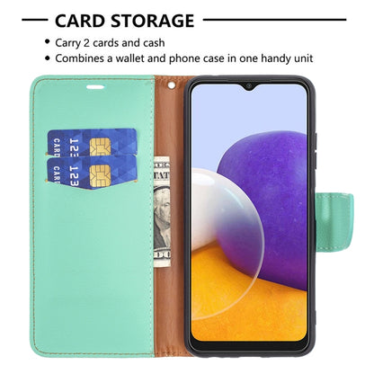 For Samsung Galaxy A22 5G Litchi Texture Pure Color Horizontal Flip Leather Case with Holder & Card Slots & Wallet & Lanyard(Green) by buy2fix