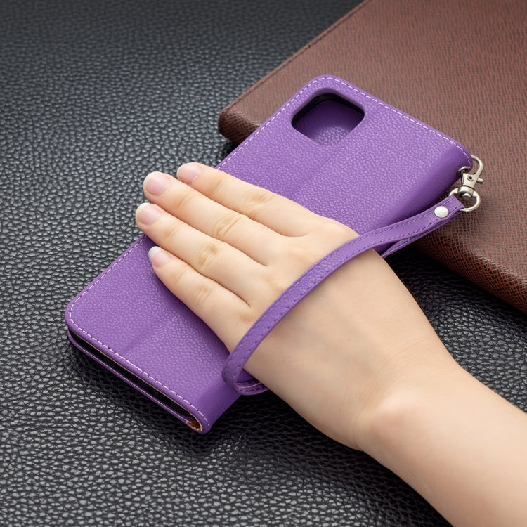 For Samsung Galaxy A22 5G Litchi Texture Pure Color Horizontal Flip Leather Case with Holder & Card Slots & Wallet & Lanyard(Purple) by buy2fix