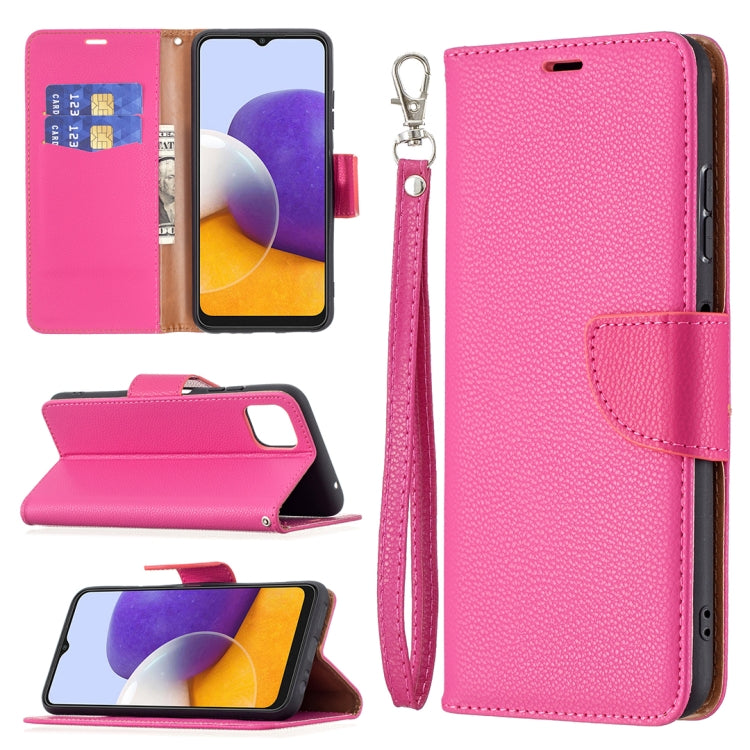 For Samsung Galaxy A22 5G Litchi Texture Pure Color Horizontal Flip Leather Case with Holder & Card Slots & Wallet & Lanyard(Rose Red) by buy2fix