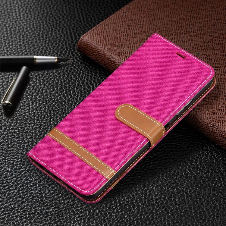 For Samsung Galaxy A22 5G Color Matching Denim Texture Horizontal Flip Leather Case with Holder & Card Slots & Wallet & Lanyard(Rose Red) by buy2fix