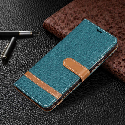 For Samsung Galaxy A22 5G Color Matching Denim Texture Horizontal Flip Leather Case with Holder & Card Slots & Wallet & Lanyard(Green) - Galaxy Phone Cases by buy2fix | Online Shopping UK | buy2fix