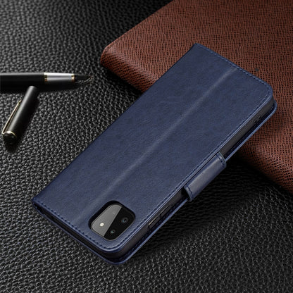 For Samsung Galaxy A22 5G Embossing Two Butterflies Pattern Horizontal Flip PU Leather Case with Holder & Card Slot & Wallet & Lanyard(Blue) by buy2fix