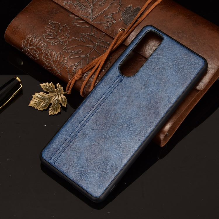 For Sony Xperia 5 III Shockproof Sewing Cow Pattern Skin PC + PU + TPU Case(Blue) by buy2fix