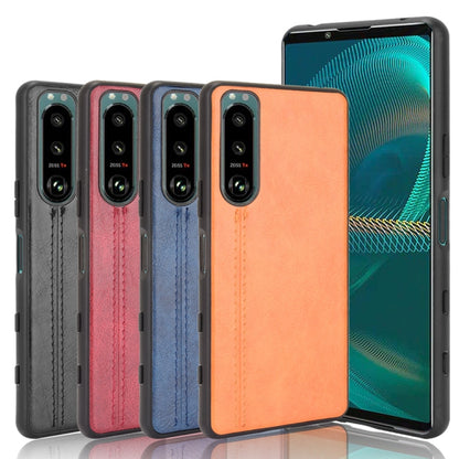 For Sony Xperia 5 III Shockproof Sewing Cow Pattern Skin PC + PU + TPU Case(Blue) by buy2fix