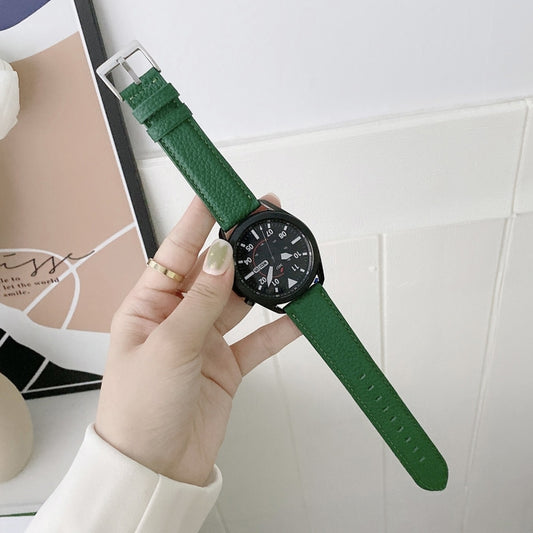 For Samsung Galaxy Watch 3 41mm Sewing Litchi Texture Leather Watch Band(Green) - Watch Bands by buy2fix | Online Shopping UK | buy2fix