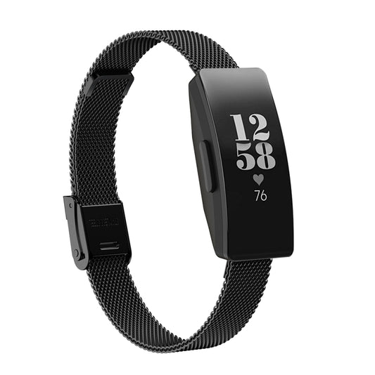 For Fitbit Ace 3 / Inspire 2 Double Insurance Buckle Milanese Watch Band(Black) - Watch Bands by buy2fix | Online Shopping UK | buy2fix