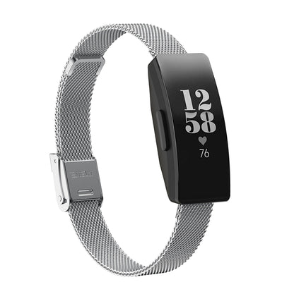 For Fitbit Ace 3 / Inspire 2 Double Insurance Buckle Milanese Watch Band(Silver) - Watch Bands by buy2fix | Online Shopping UK | buy2fix