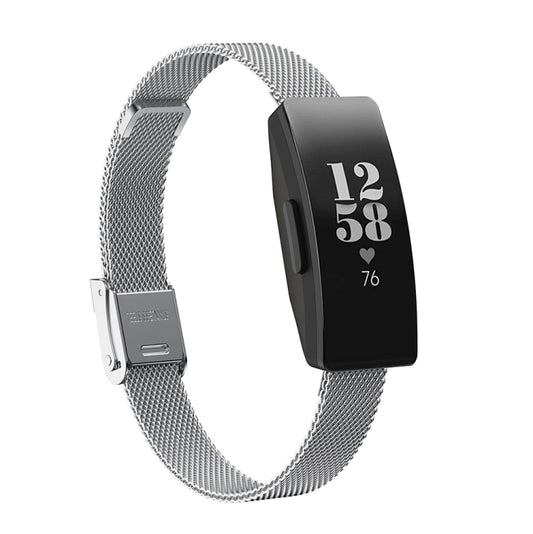 For Fitbit Ace 3 / Inspire 2 Double Insurance Buckle Milanese Watch Band(Silver) - Watch Bands by buy2fix | Online Shopping UK | buy2fix