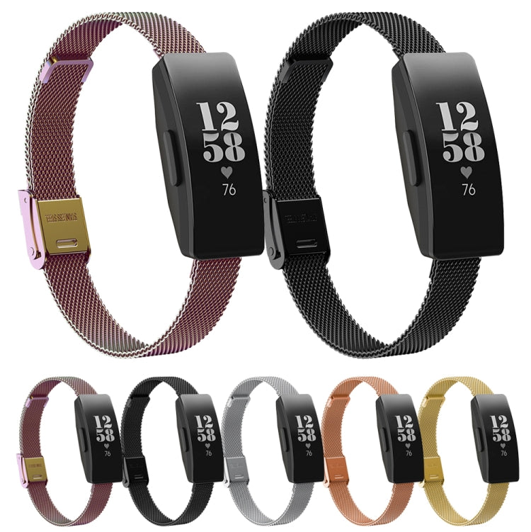 For Fitbit Ace 3 / Inspire 2 Double Insurance Buckle Milanese Watch Band(Silver) - Watch Bands by buy2fix | Online Shopping UK | buy2fix